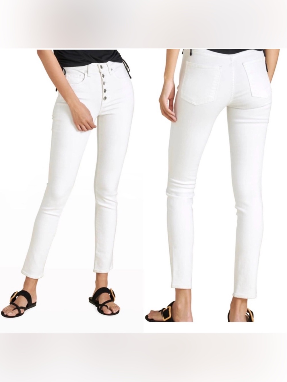Veronica Beard Debbie Ankle Skinny High Rise Button Fly Jeans Womens Size 30